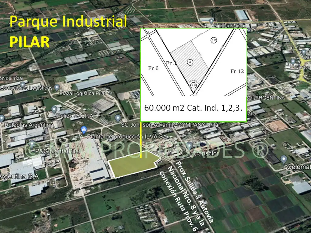 VENTA fracción Industrial de 6 Has. - Cat. 3 - Parque Industrial Pilar