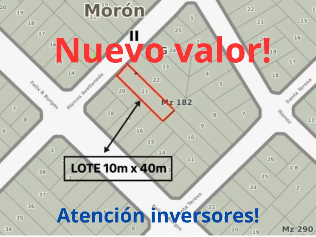 VENTA LOTE 10X40 MTS EN MORON CON CASA A RECICLAR