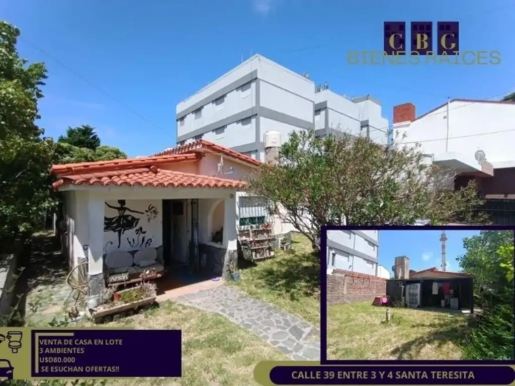 VENTA CASA SOLA EN LOTE-SANTA TERESITA