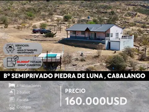 ESPECTACULAR ESTANCIA CON 4 DORMITORIOS, PILETA, 20.000M² DE TERRENO B° PIEDRA DE LUNA, CABALANGO