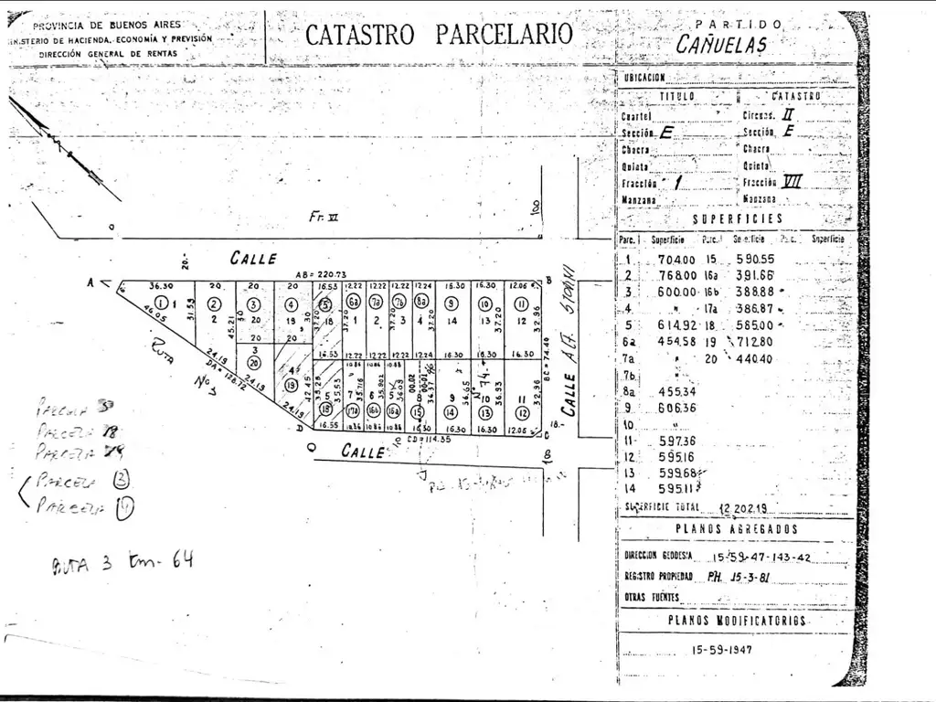 Importante fracción en venta zona comercial e industrial sobre ruta 3 km 64 cañuelas