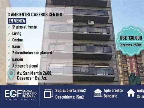 VENTA 3 AMB CASEROS CENTRO