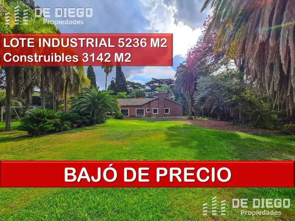 OPORTUNIDAD Lote Industrial de 5236 M2 - construibles 3142 M2  en PB - DIVISIBLE - Pacheco, Tigre