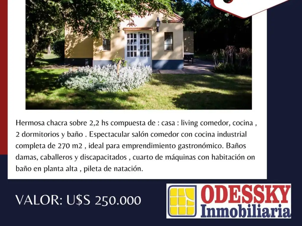 CHACRA EN VENTA O ALQUILER  ! Ombú 604 , Barrio Dr. Levene ( La Garita) Cañuelas