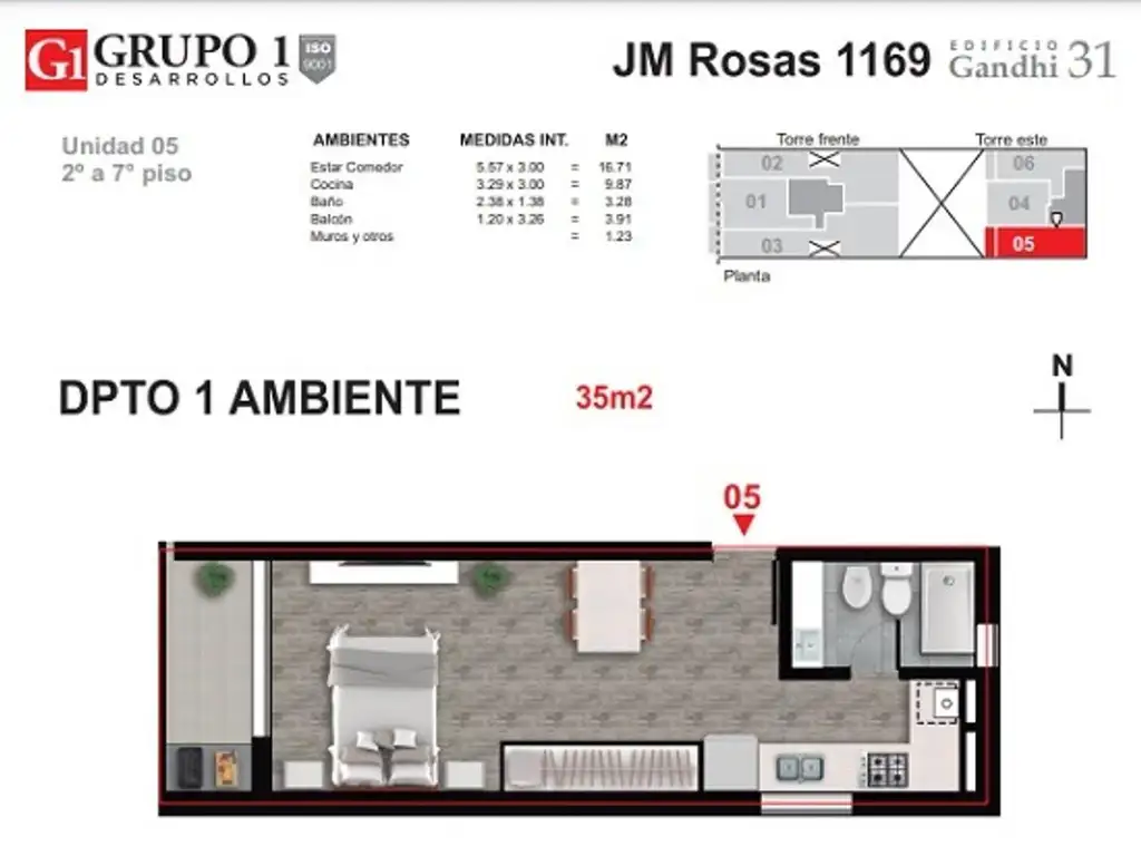 Departamento Mono Ambiente - Juan Manuel De Rosas 1169