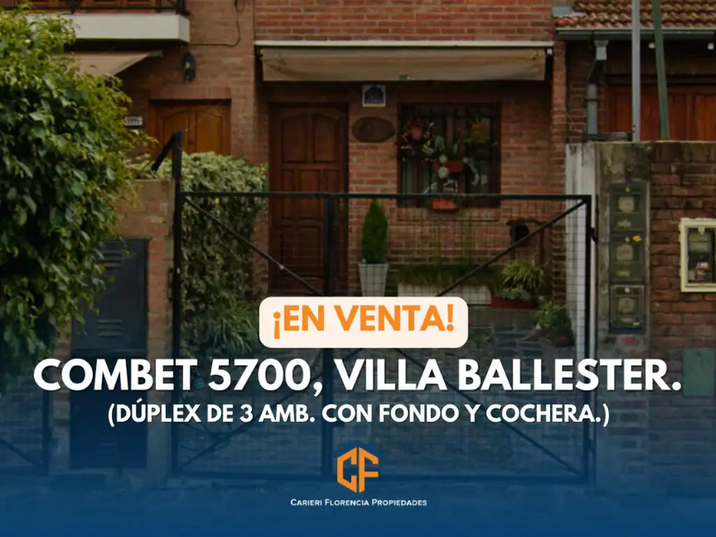 CASA DÚPLEX DE 3 AMBIENTES CON COCHERA Y FONDO, EN VENTA Y BUEN ESTADO