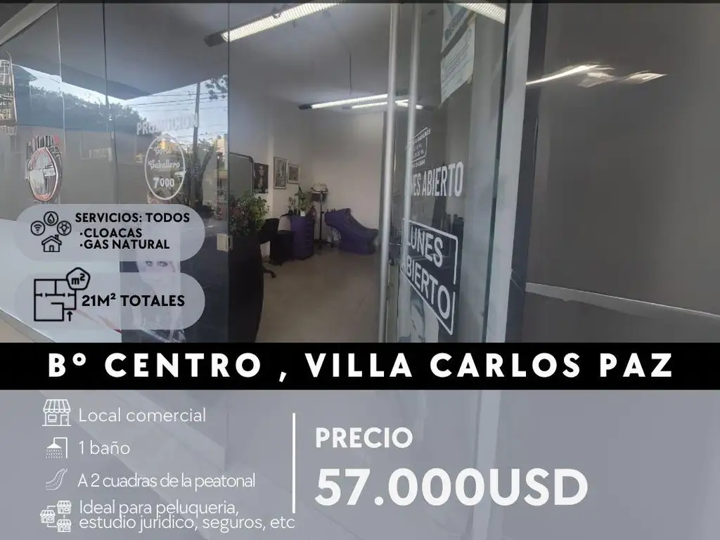 SE VENDE LOCAL COMERCIAL CON EXCEPCIONAL UBICACIÓN EN VILLA CARLOS PAZ!