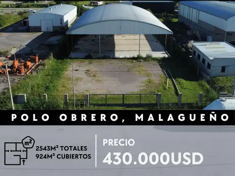 Galpón a estrenar en venta Polo Industrial de Malagueño.