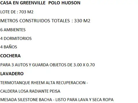 Casa en Venta en Fincas de Hudson