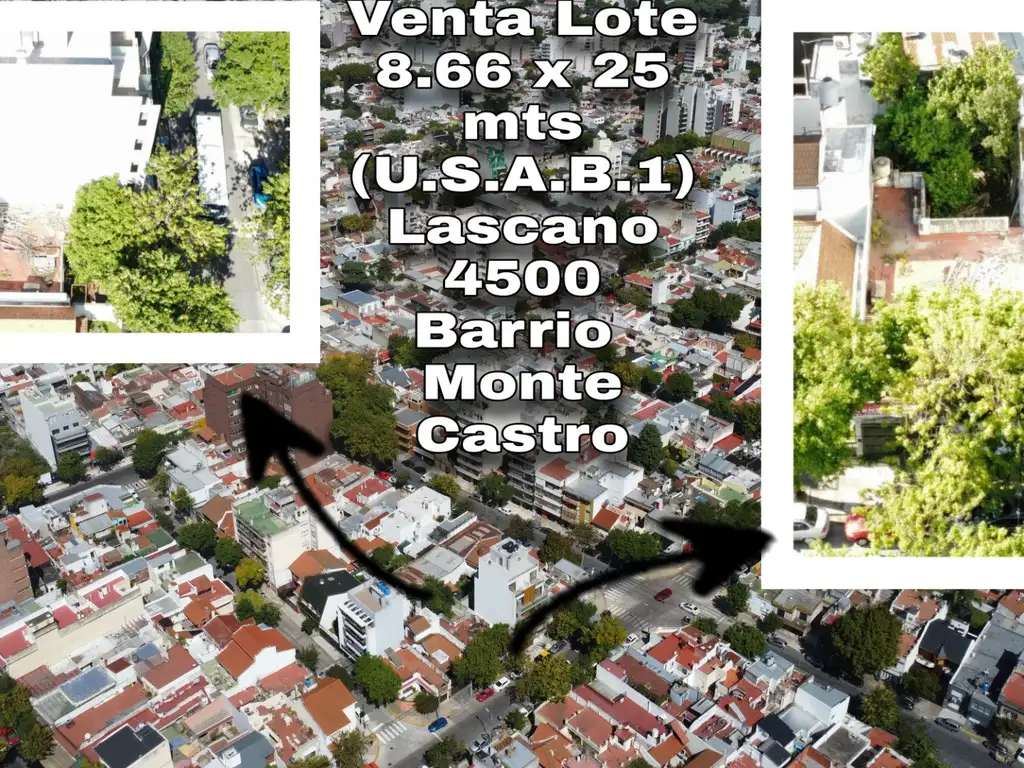 Venta Lote 8.66 x 24.25 Barrio Monte Castro IDEAL PROYECTO Aproximadamente 680 Metros Construibles!