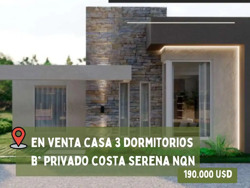 VENTA CASA DE TRES DORMITORIOS BARRIO COSTA SERENA