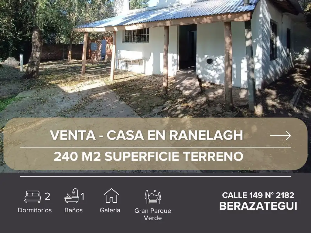 Venta de Casa 3 AMBIENTES en Ranelagh, BERAZATEGUI