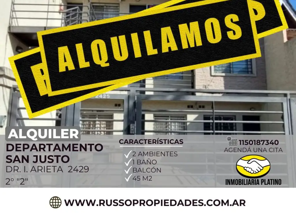 Alquiler departamento 2 ambientes San Justo