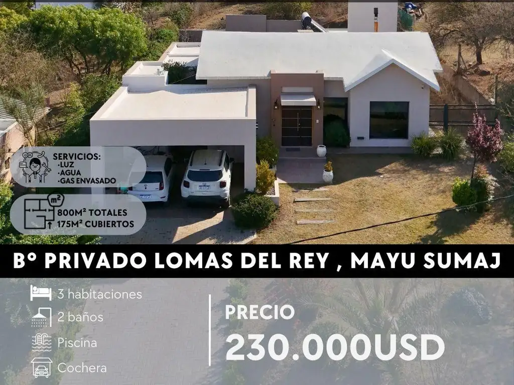 VENTA GRAN CHALET DE DISEÑO EN B°PRIVADO LOMAS DEL REY, MAYU SUMAJ