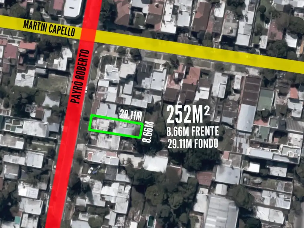 Terreno en venta 8,66x29,11 mts - 252mts2 - Banfield