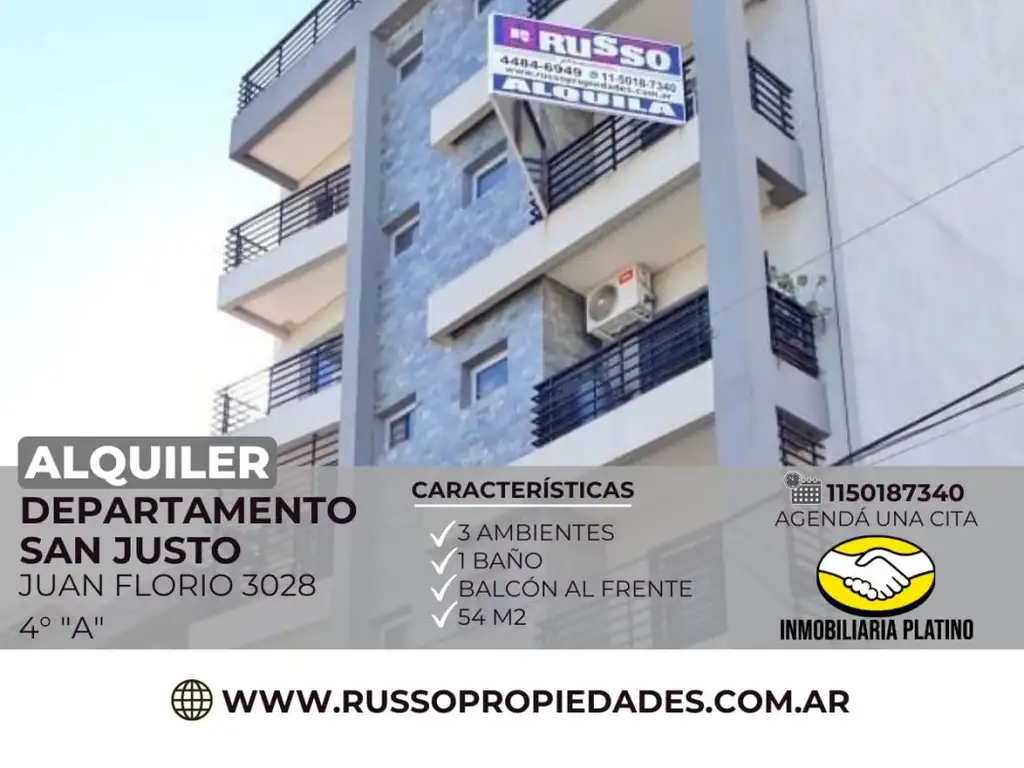 Alquiler departamento 3 ambientes San Justo