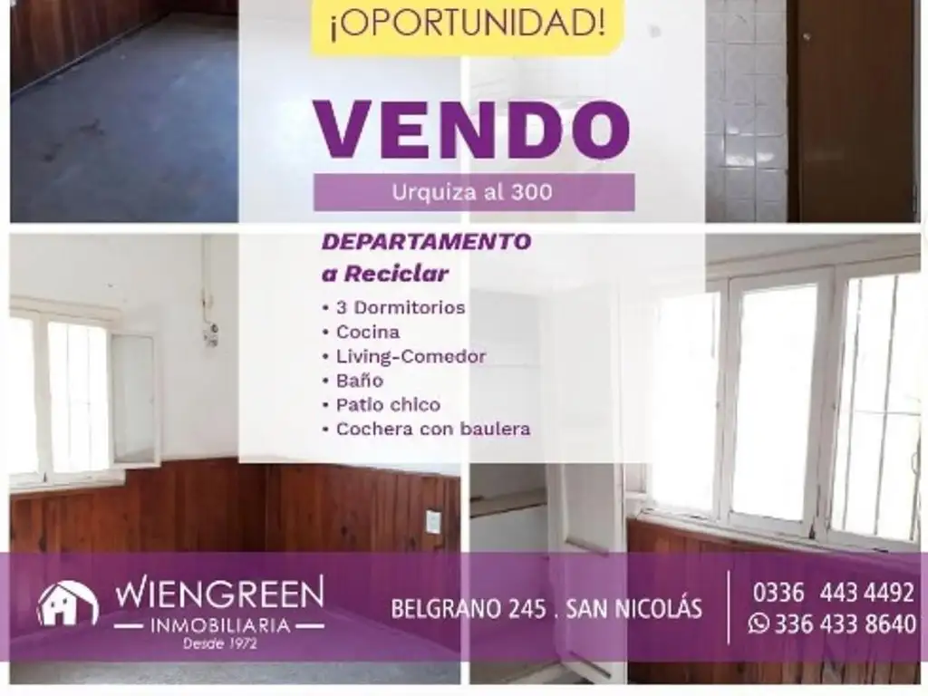 Departamento de 3 dormitorios en PB a Reciclar