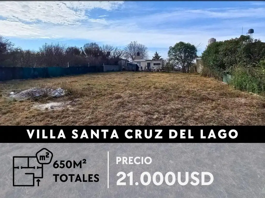 VENTA EXCELENTE TERRENO DE 650m² EN VILLA SANTA CRUZ DEL LAGO