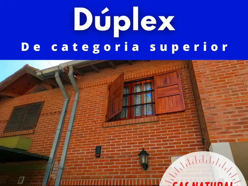 Duplex, gas natural, calefacción, impecable. 80 mts