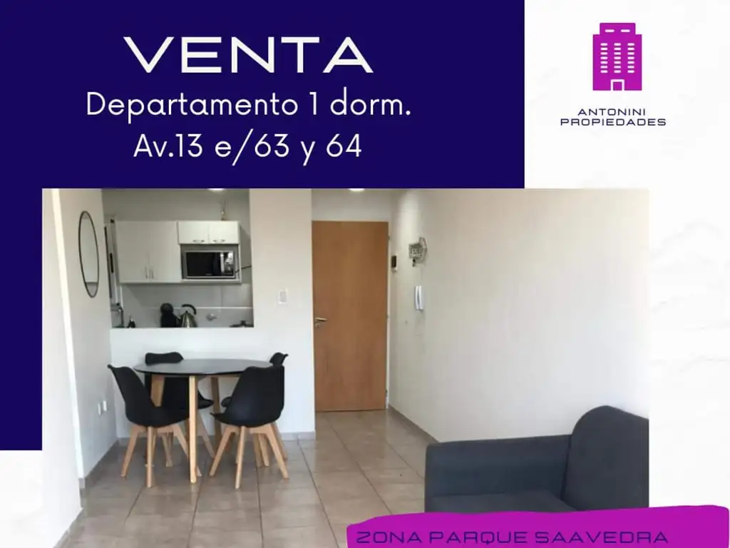 VENTA Departamento 1 dormitorio Av.13 e/63 y 64