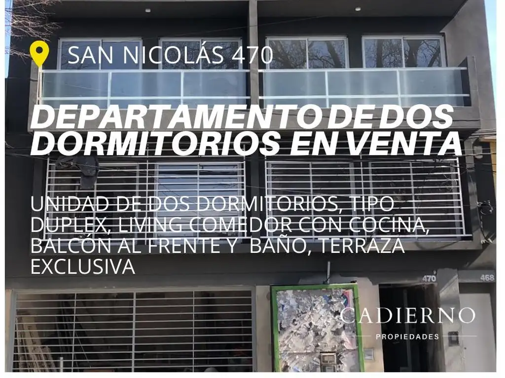 Departamento de dos dormitorios tipo dúplex al frente