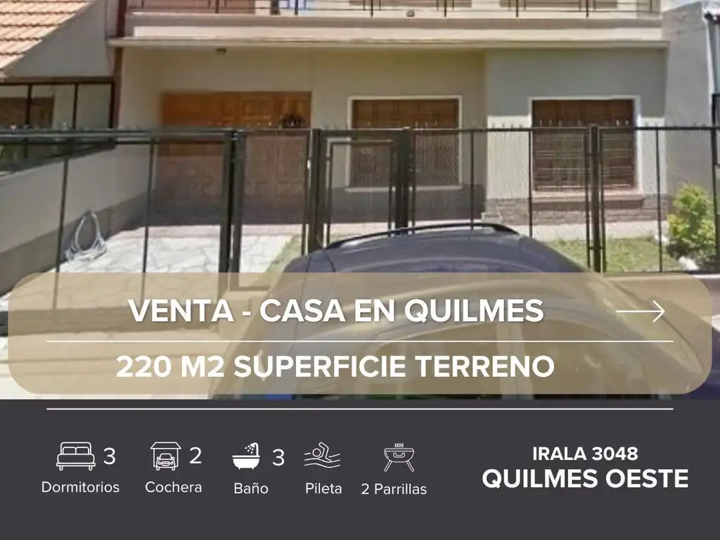 VENTA DE CASA 4 AMBIENTES CON PISCINA EN QUILMES OESTE