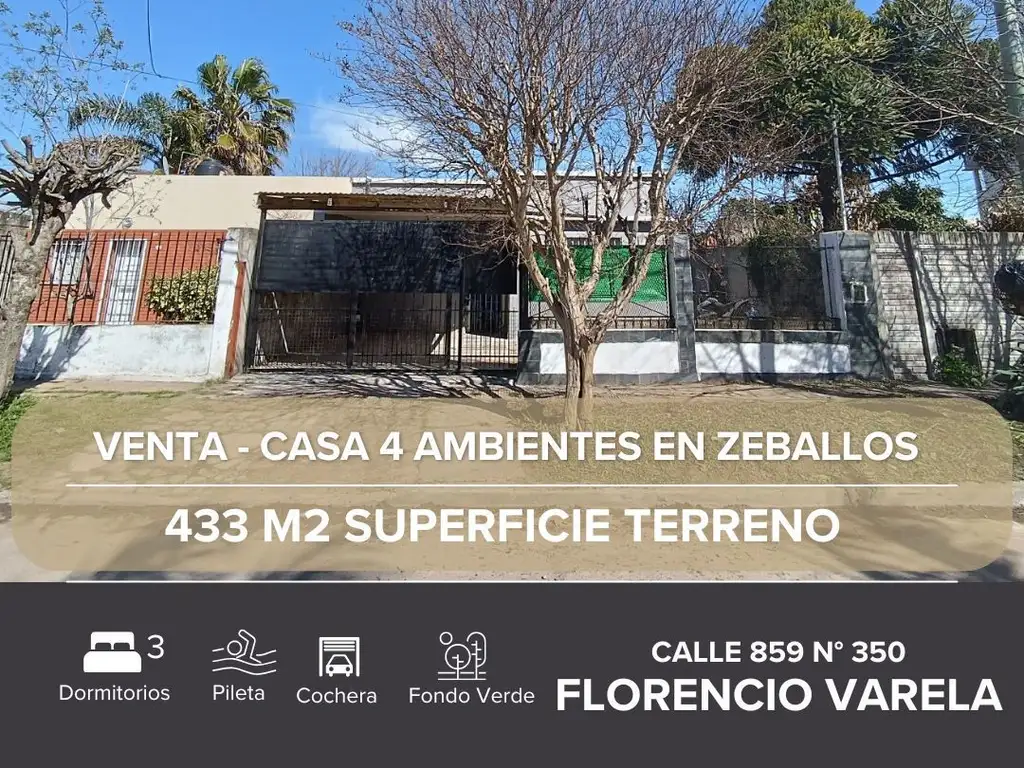 Venta de Casa 4 AMBIENTES en Zeballos, FLORENCIO VARELA