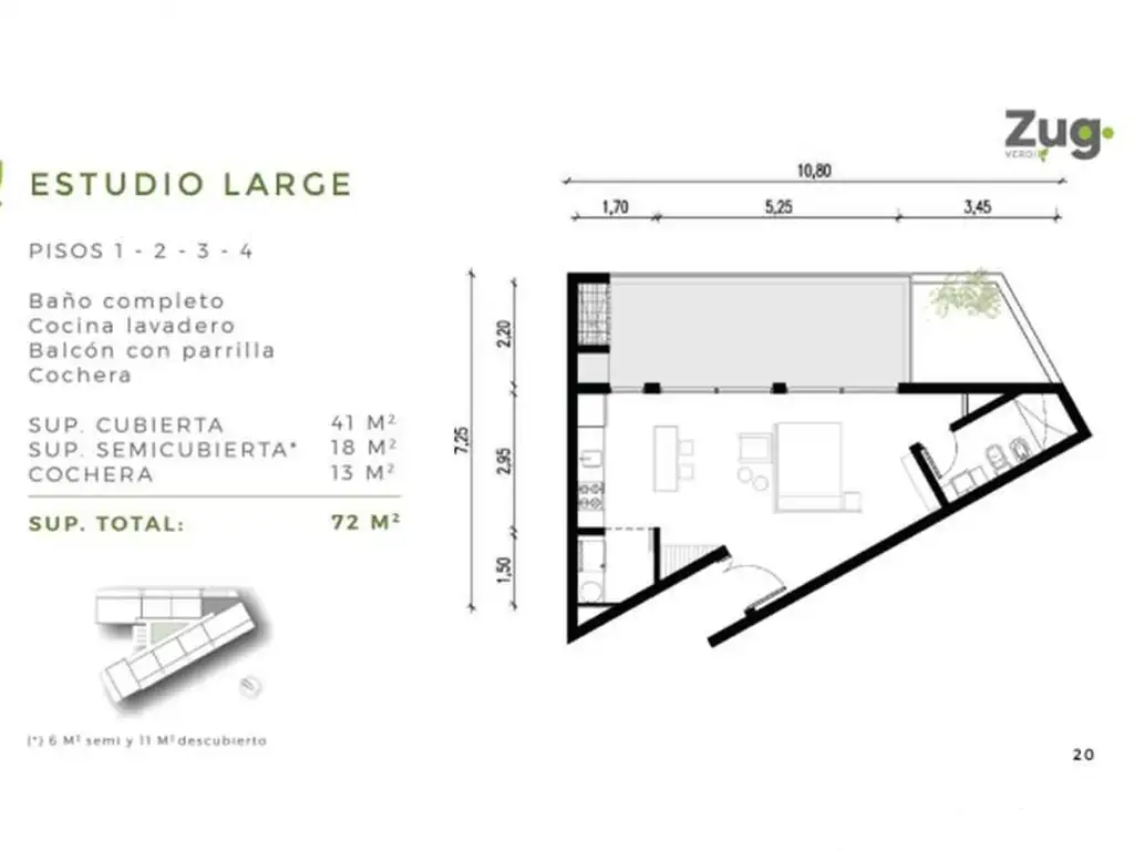 Monoambiente en venta en Zug Verdi, Pilar