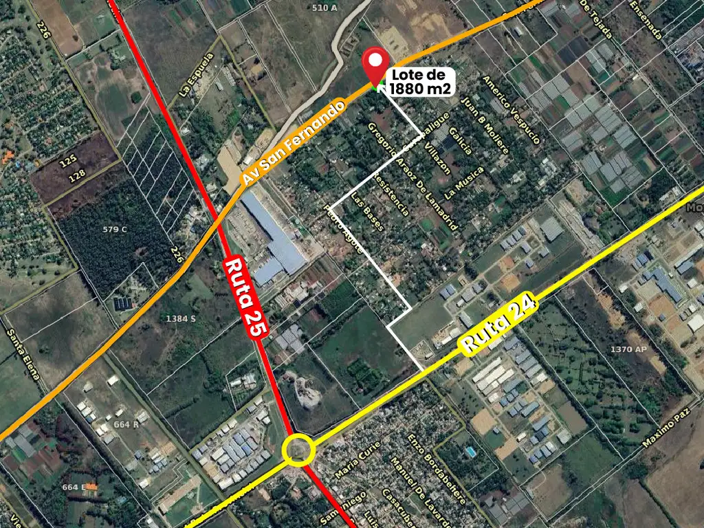 Lote quinta de 1880 m2 sobre Av. San Fernando a cercania de Ruta 24 y 25 - Moreno