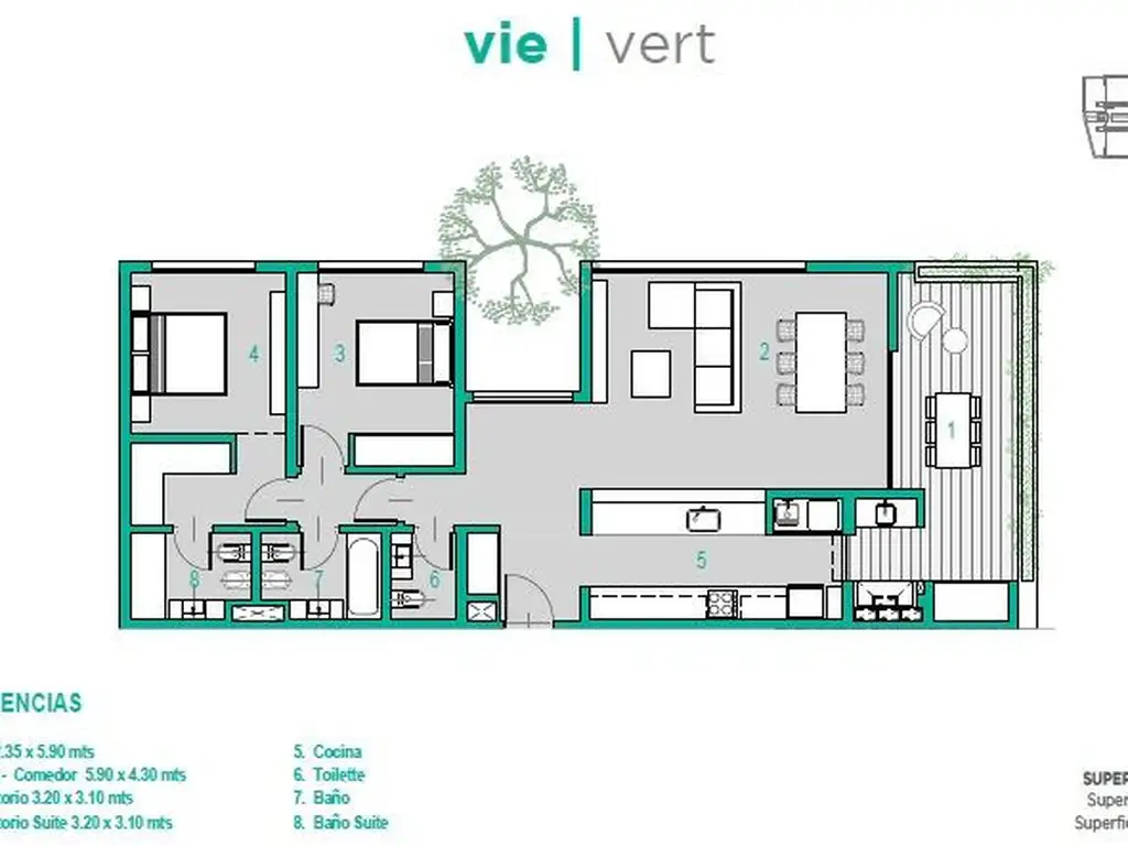 Excepcional 3 ambientes en VIE VERT Módulo Baqueanos