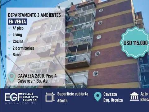 VENTA 3 AMB CAVAZZA ESQ URQUIZA APTO ACREDITO