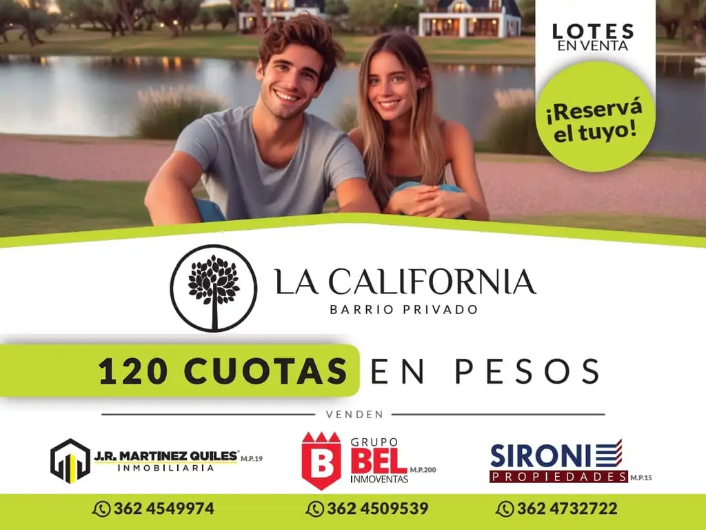 La California, barrio privado, últimas parcelas hasta en 120 cuotas!