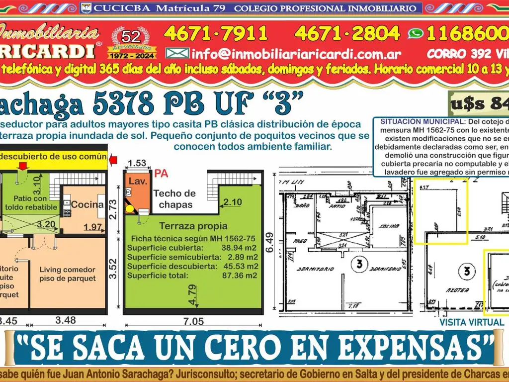 SE SACA UN CERO EN EXPENSAS tipo casita PB patio + tza