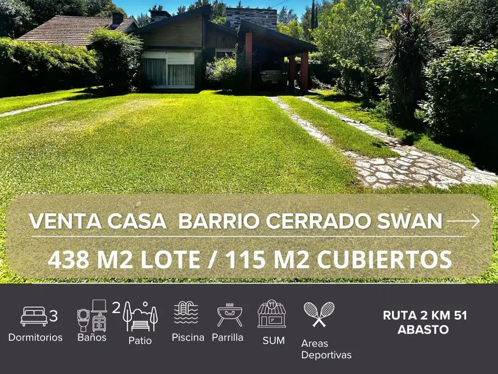 VENTA CASA EN BARRIO CERRADO SWAN, LA PLATA - ABASTO