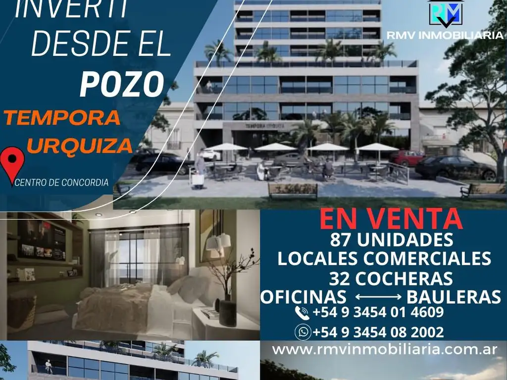 Unidades en venta desde el pozo en pleno centro de la ciudad