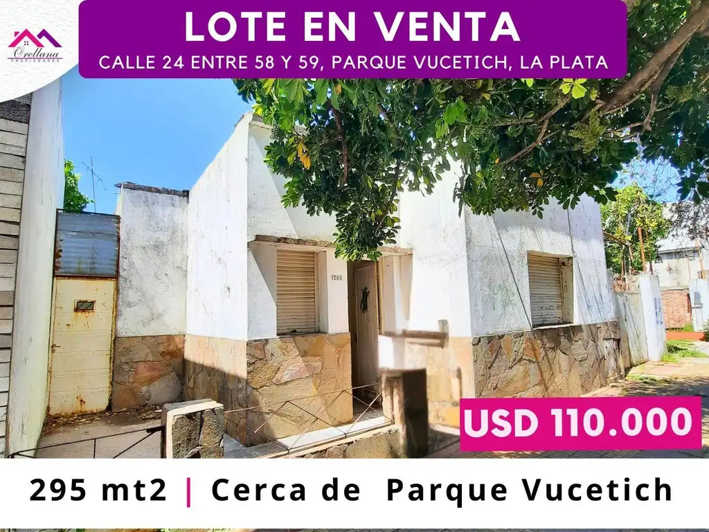 Venta de lote en calle 24 cerca Parque Vucetich