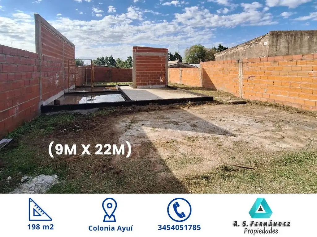 TERRENO ZONA COLONIA AYUÍ CON BASE DE CONSTRUCCIÓN