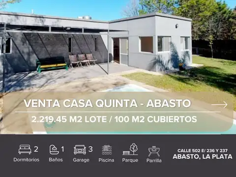 VENTA DE CASA QUINTA RUTA 2 KM 52,5 ABASTO  OPORTUNIDAD 