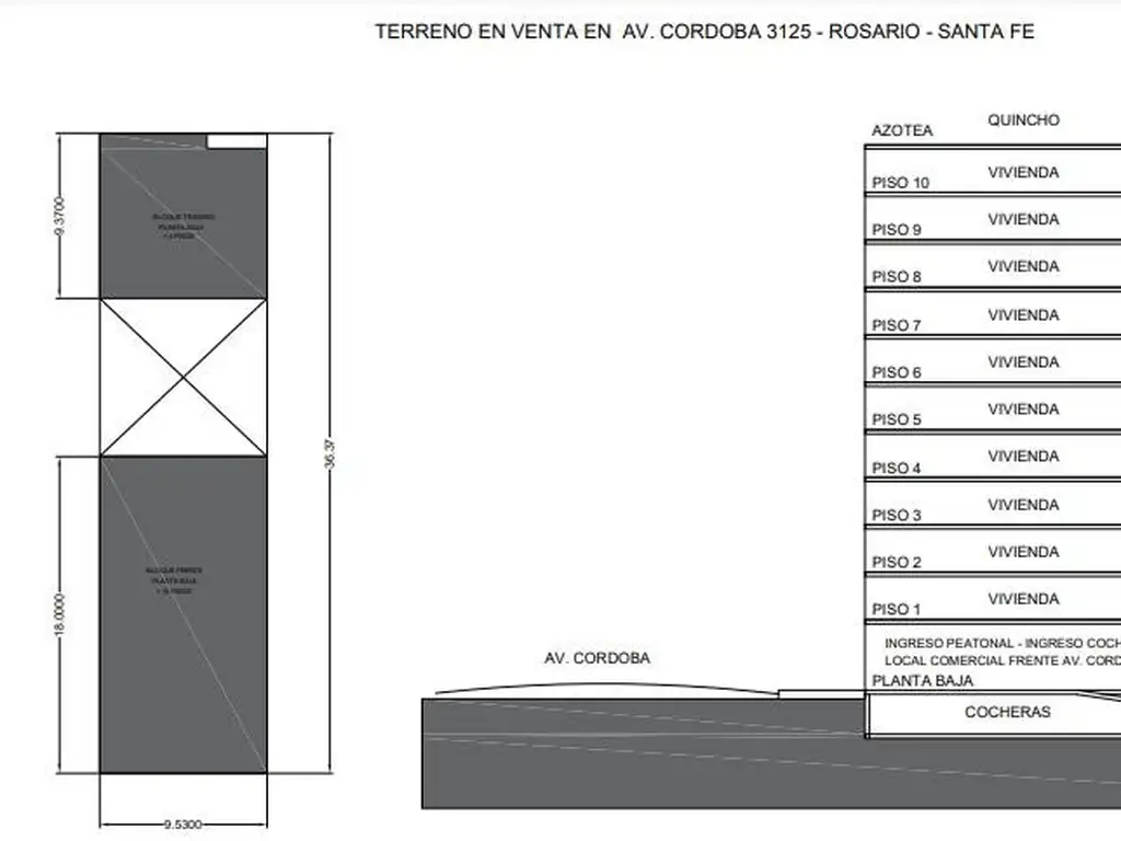 VENTA LOTE / TERRENO PARA DESARROLLO CONSTRUCTORA CORDOBA Y FRANCIA