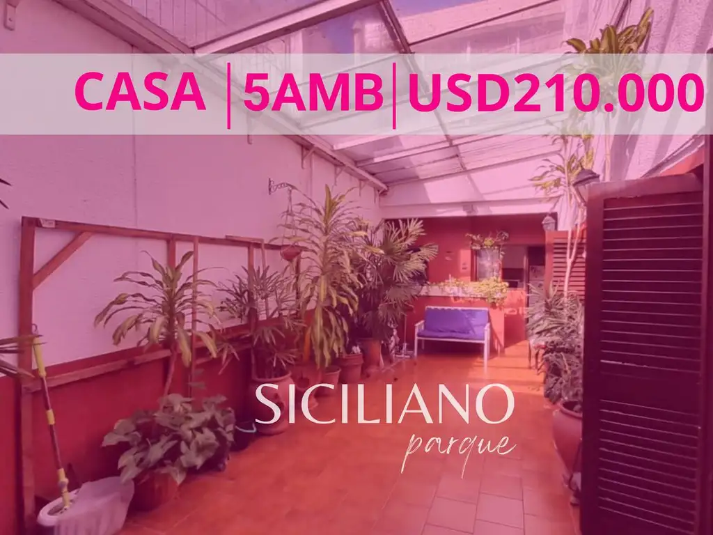 Casa s/lote propio - Parque Chacabuco - 5 amb.  c/ patio cubierto y terraza - 173m²