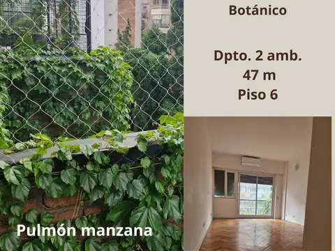 ALQUILER Zona PALERMO, 2 ambientes de 47 mts, contra frente balcon, todo luz vista abierta pulmón de manzana, cocina y baño completo, lavadero independiente