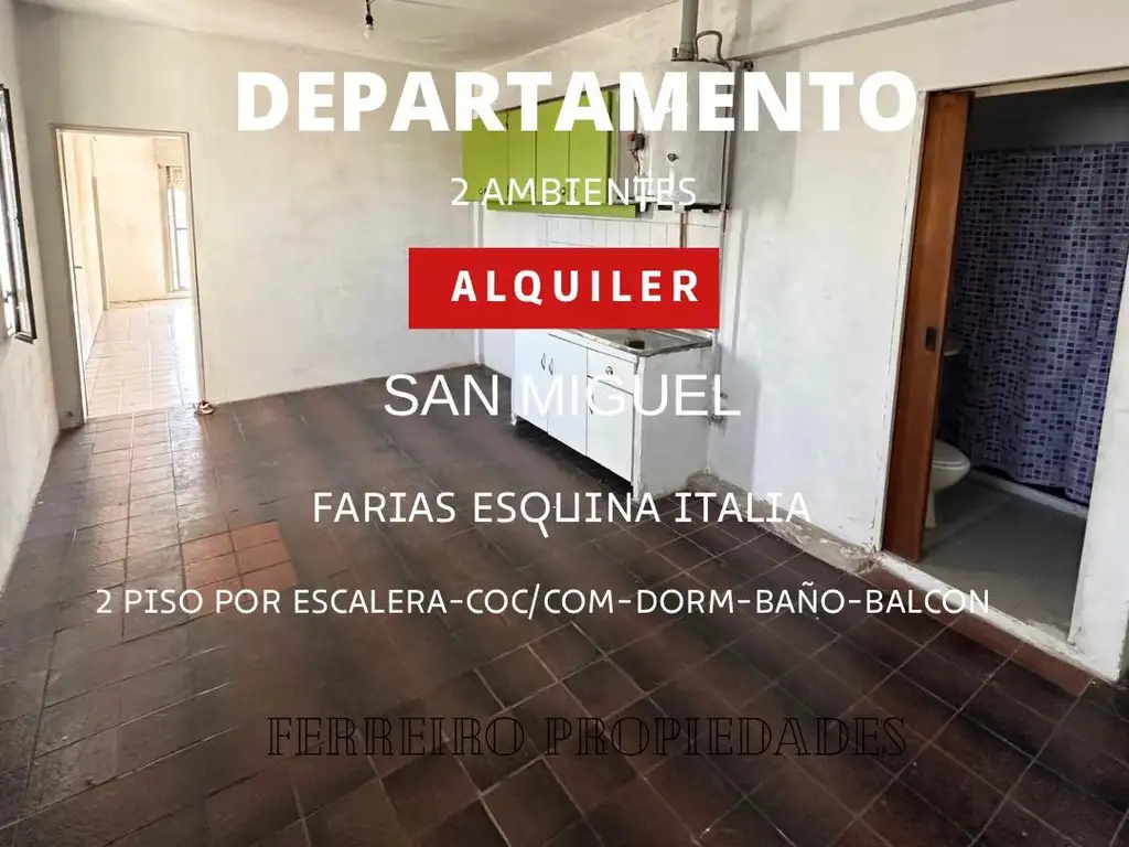 ALQUILER de departamento 2 AMBIENTES en SAN MIGUEL